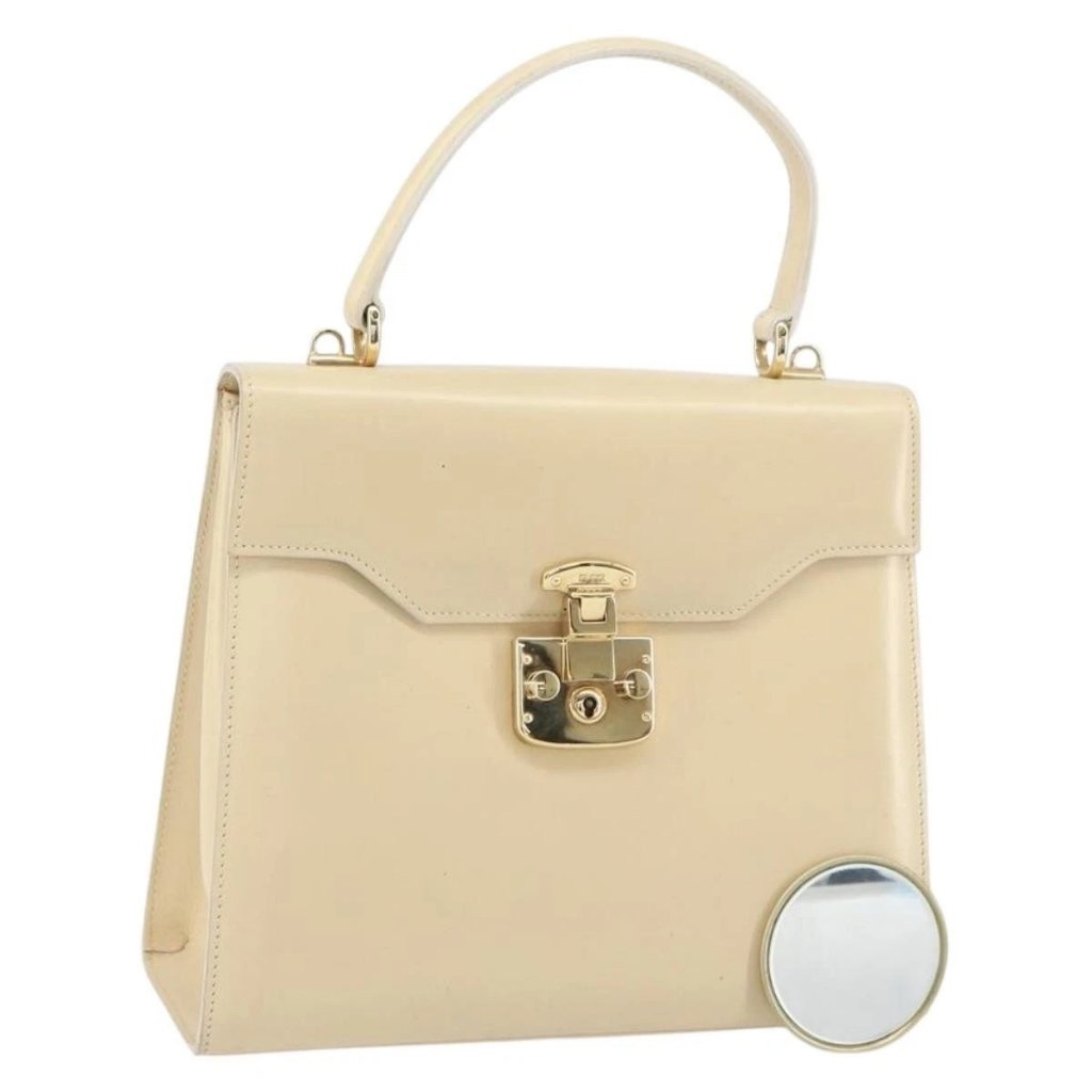 Gucci Hand Bag Leather Beige Gold 000 2026 0258 Auth Ep12356
